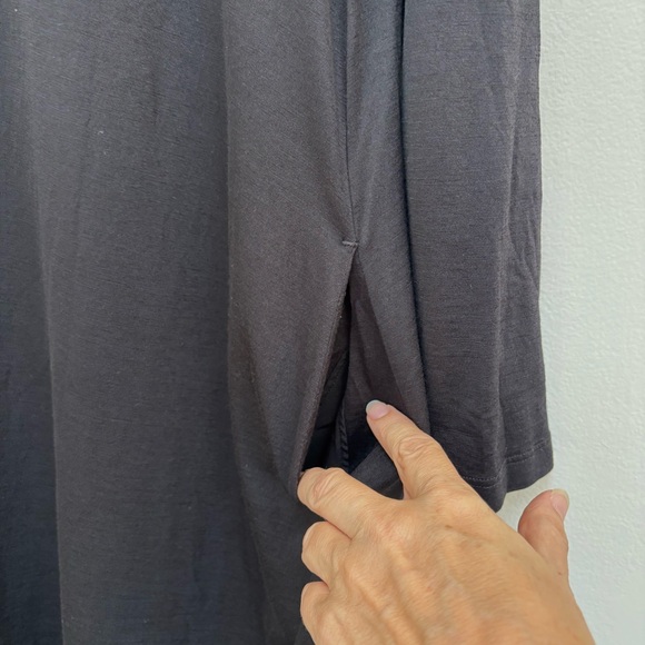 Wool& Merino Wool Rowena Swing Dress Long Sleeves Lagenlook Minimalist Black S - Picture 6 of 11